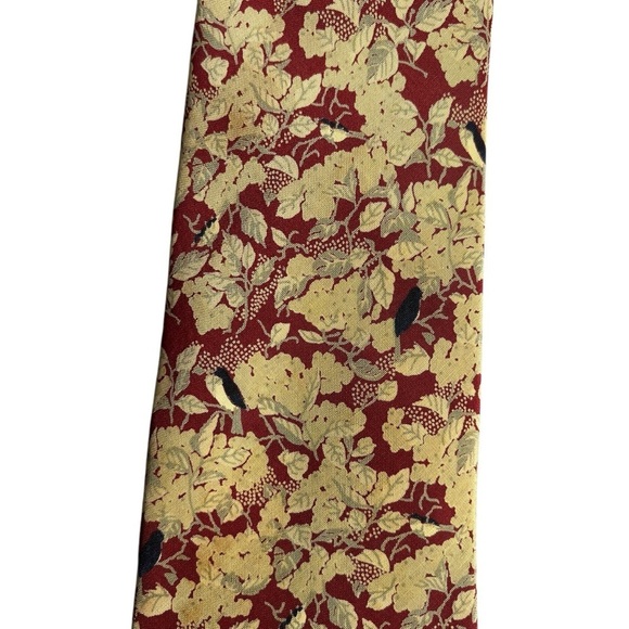 VALENTINO 90s Vintage Allover Floral Leaf Print Silk Tie Made In Italy - Picture 5 of 11